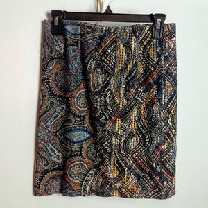 5/$30 EUC J. Jill Ponte Petite Paisley Skirt